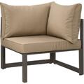 Primewir Fortuna Corner Outdoor Patio Armchair, Brown with Mocha Cushions EEI-1518-BRN-MOC